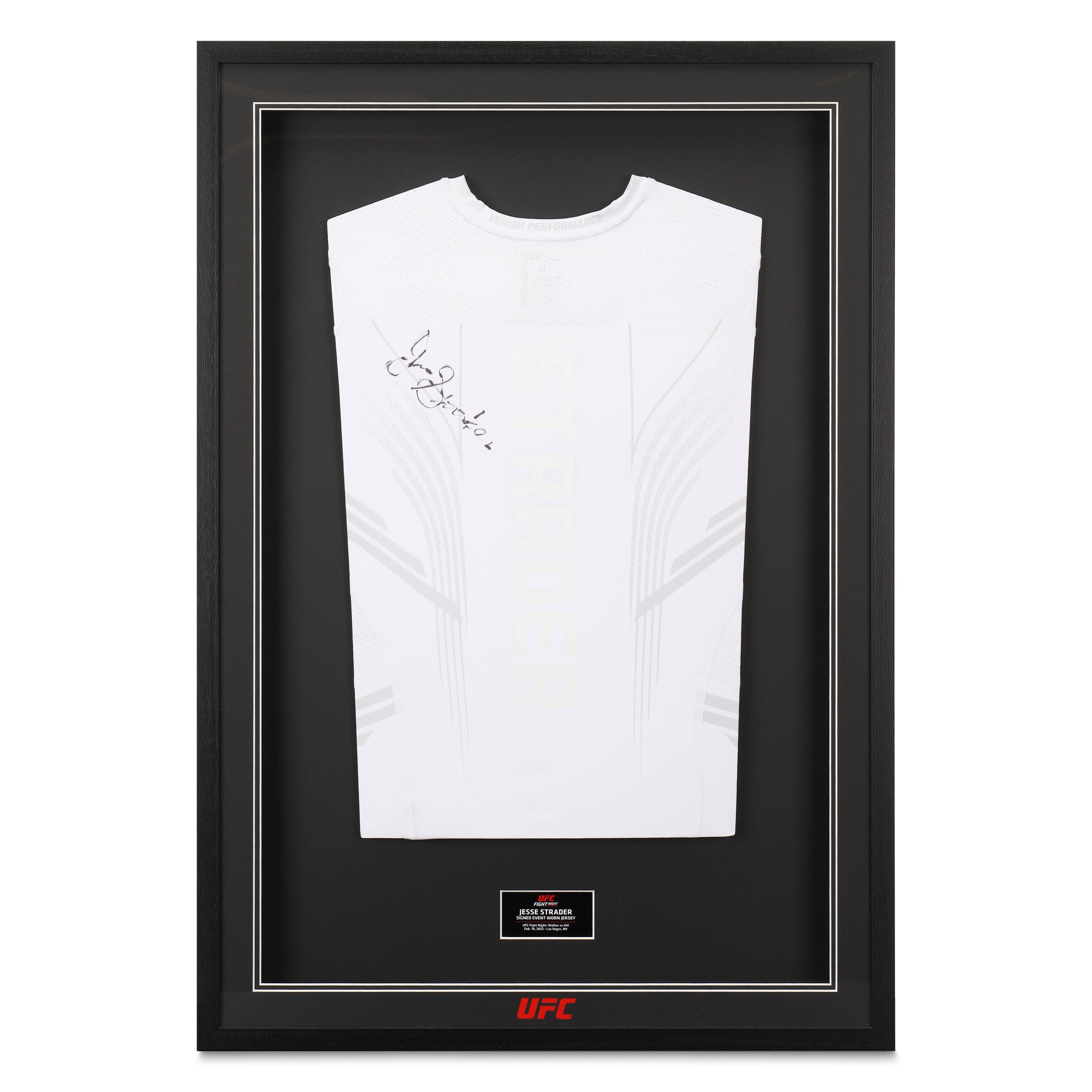 Framed Jesse Strader Signed Fight Issued Jersey UFC Fight Night: Walker vs Hill