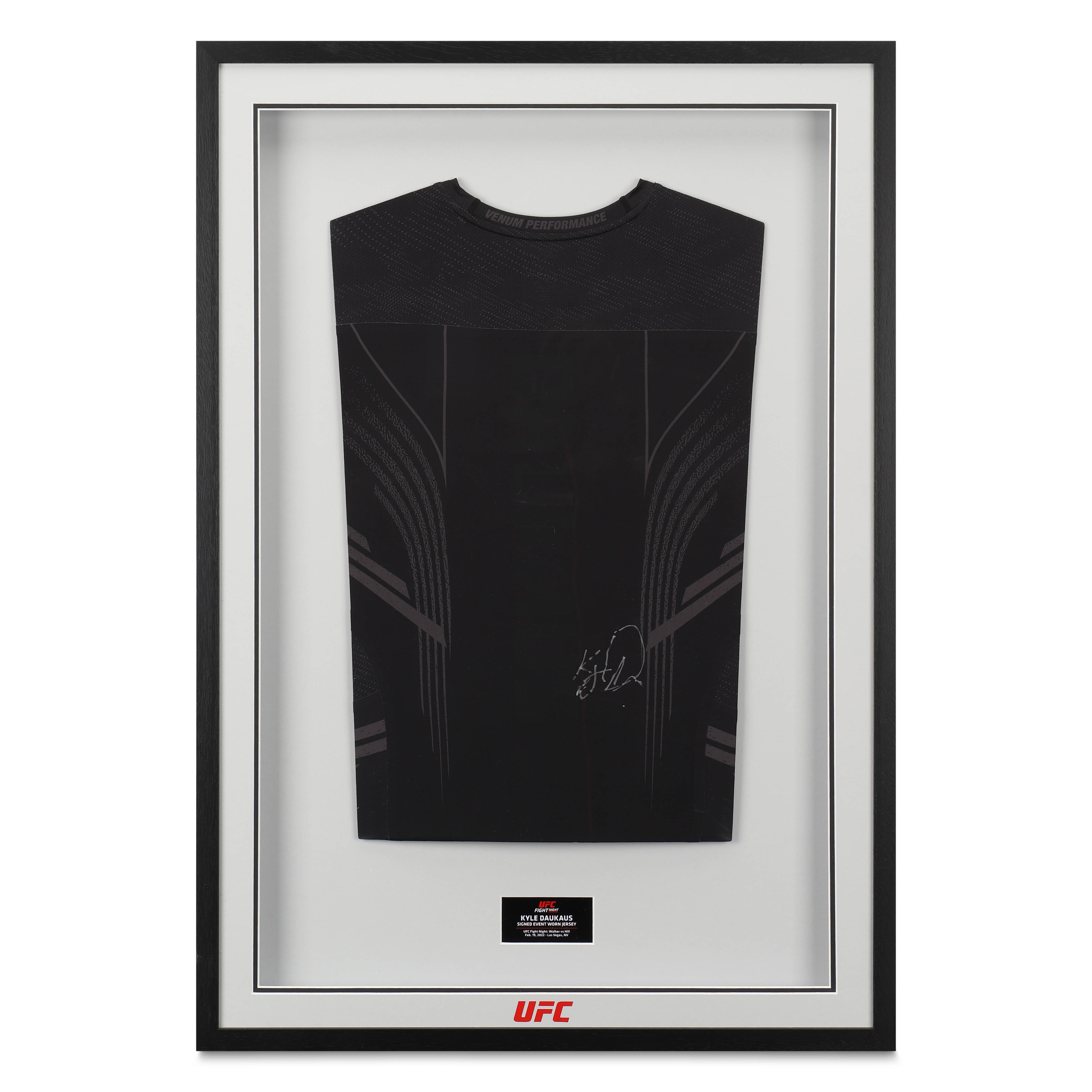 Framed Kyle Daukaus Signed Fight Issued Jersey UFC Fight Night: Walker vs Hill