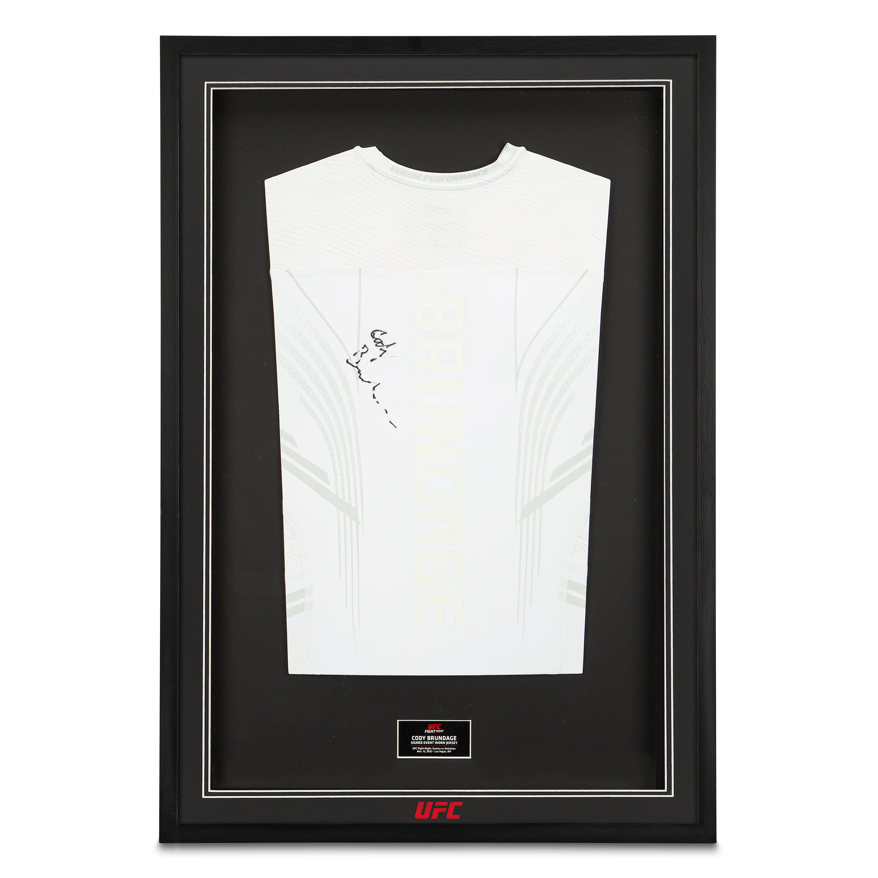 Framed Cody Brundage Signed Fight Issued Jersey UFC Fight Night: Santos vs Ankalaev