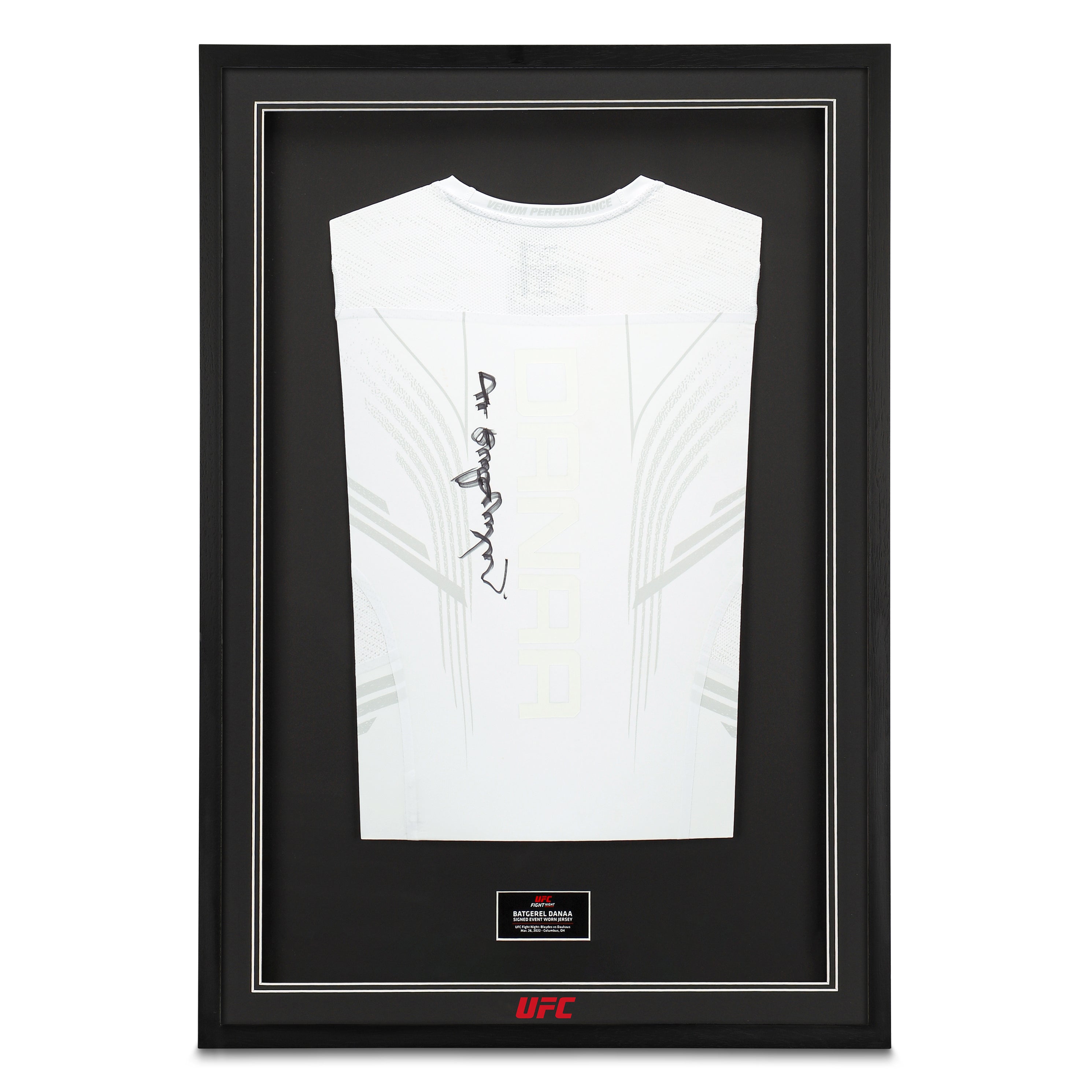 Framed Batgerel Danaa Signed Fight Issued Jersey UFC Fight Night: Blaydes vs Daukaus