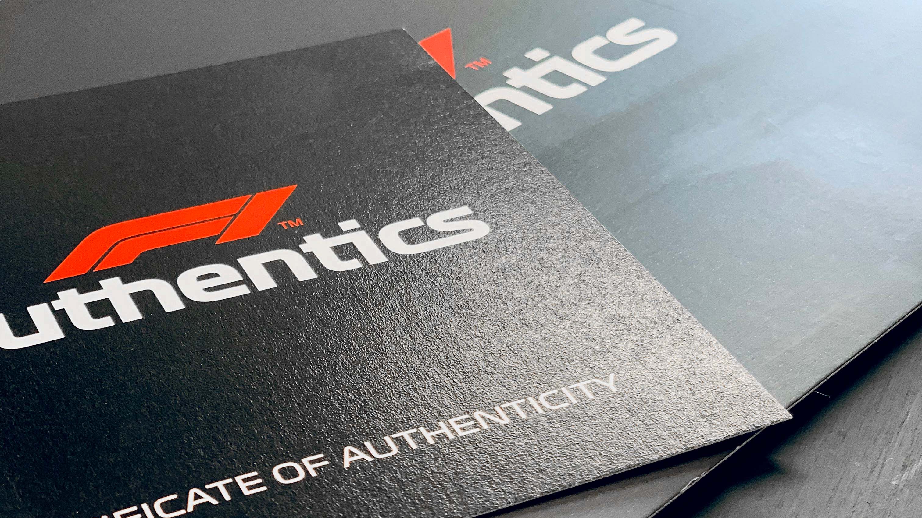 F1 Authentics certificate of authenticity
