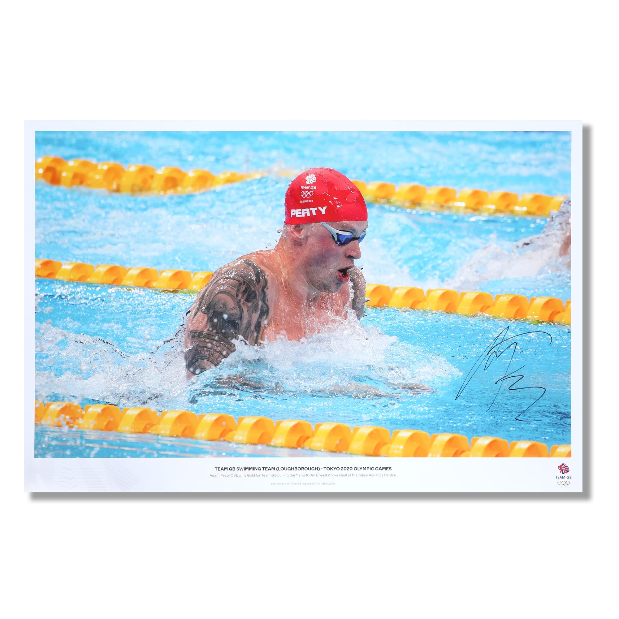 Adam Peaty 2020 Tokyo Olympic Games Signed Swimming 100m Breaststroke Photo