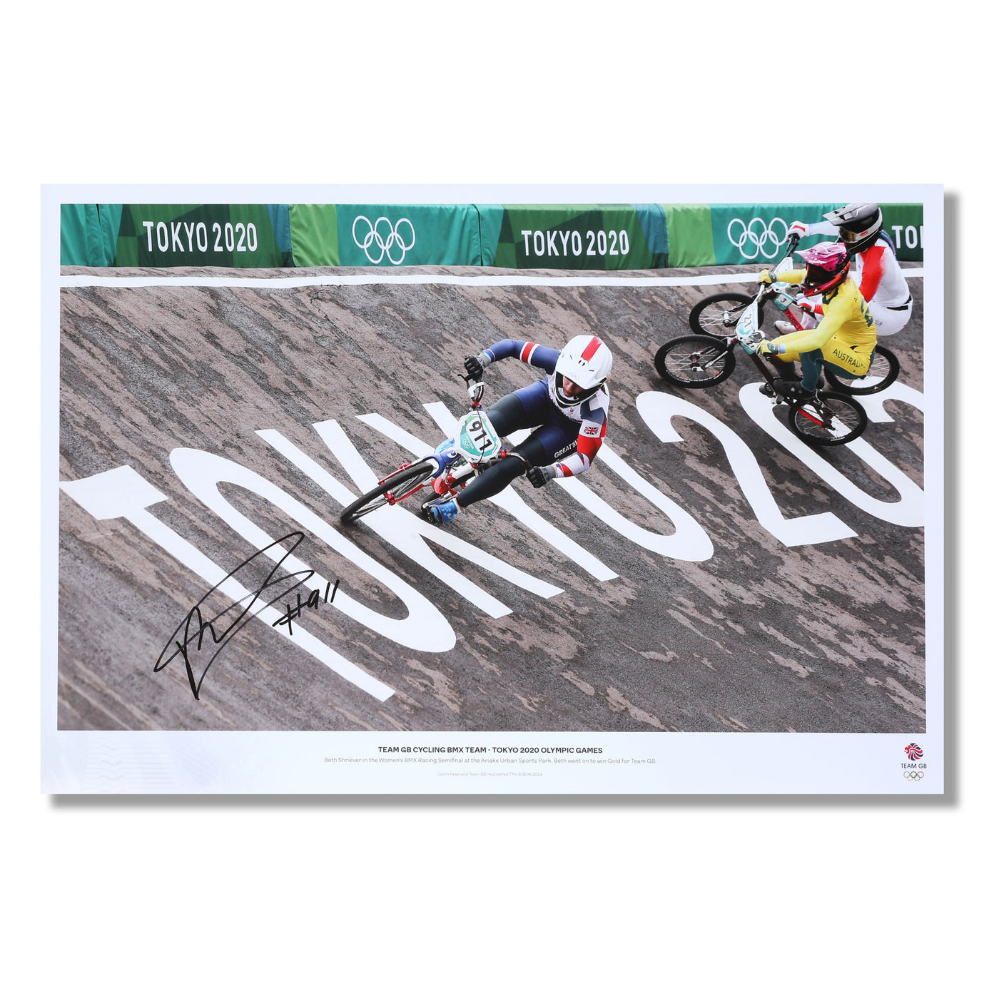 Beth Shriever MBE Tokyo Olympic Games Signed BMX Racing Photo