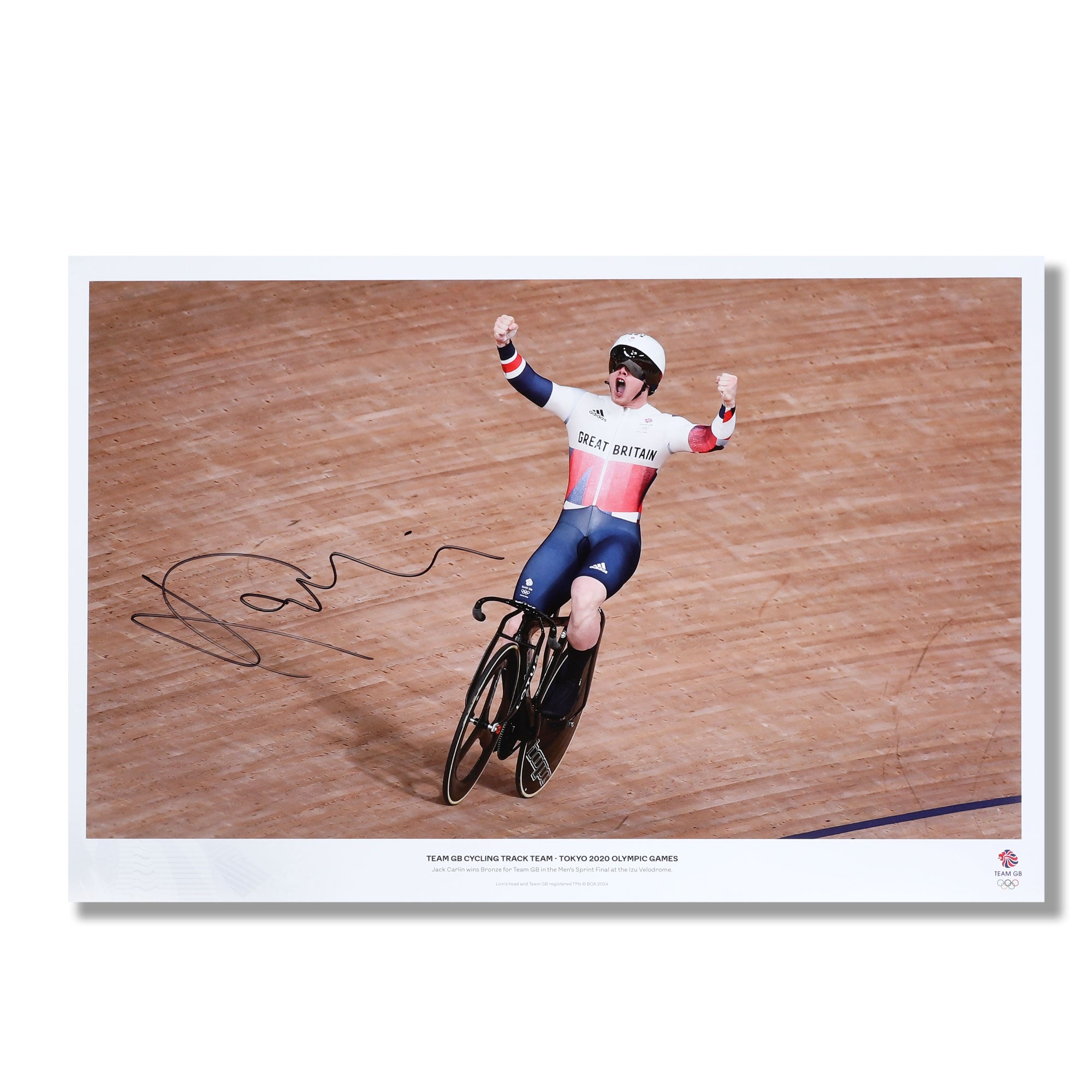 Jack Carlin Tokyo Olympic Games Signed Track Sprint Photo