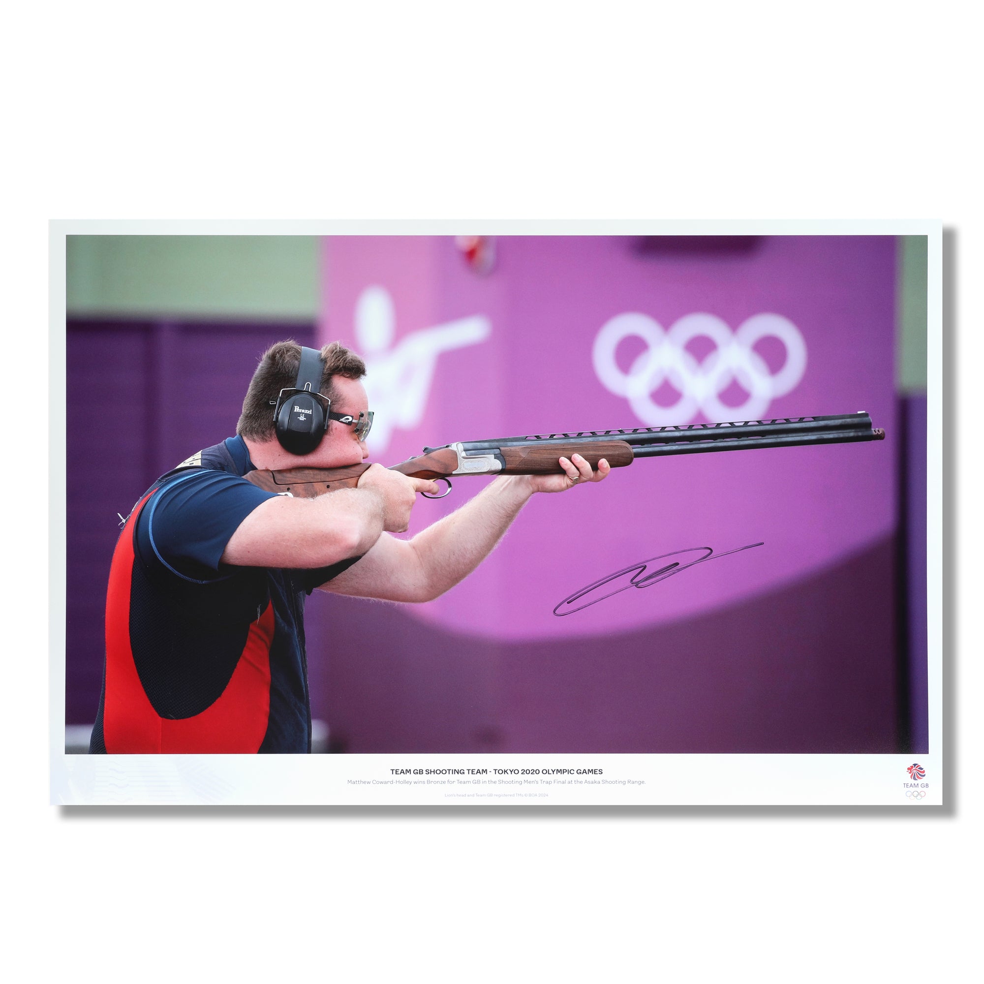 Matthew Coward-Holley Tokyo Olympic Games Signed Trap Shooting Photo