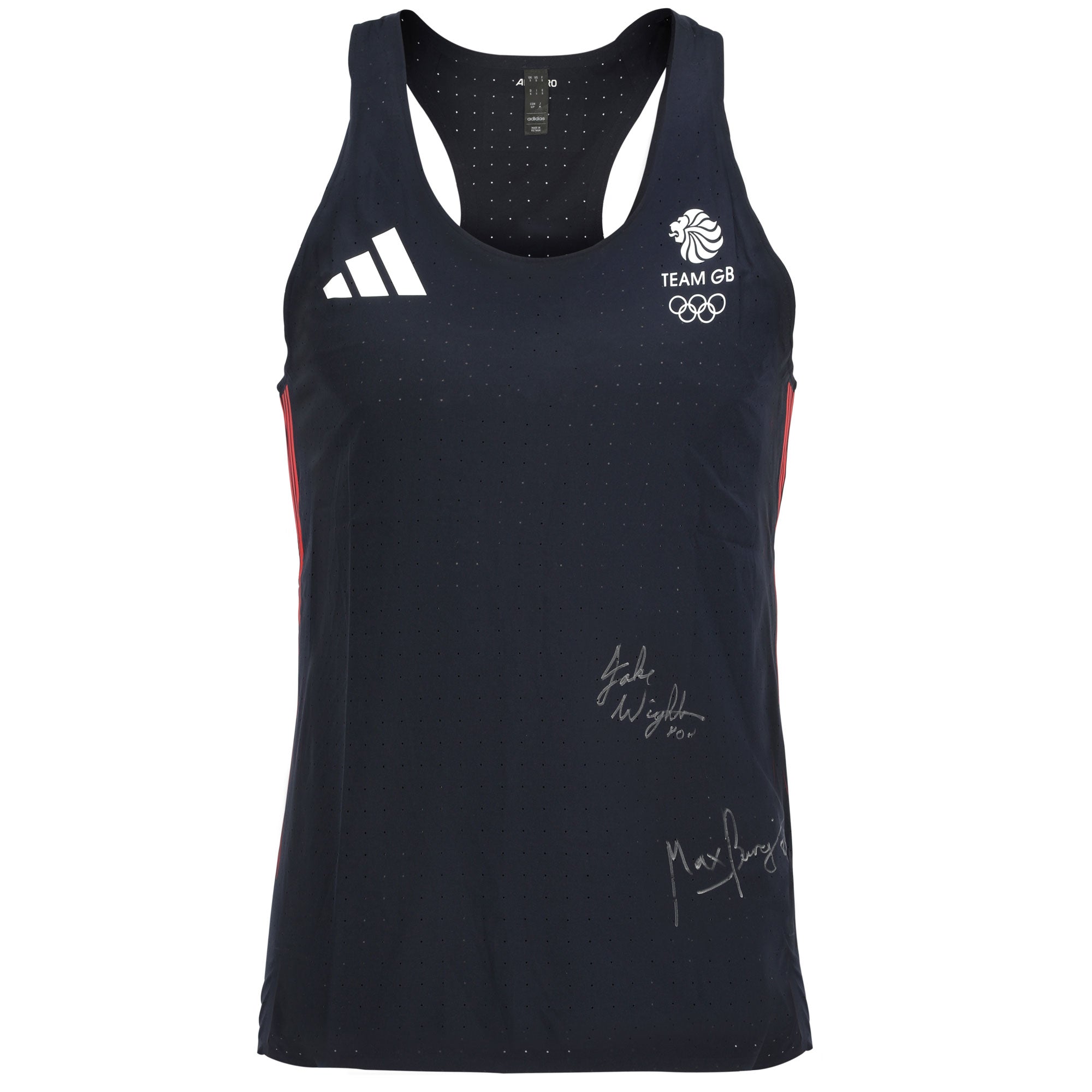 Team GB Mens Middle Distance Running Team Signed 2024 Paris Olympics Athletics Vest