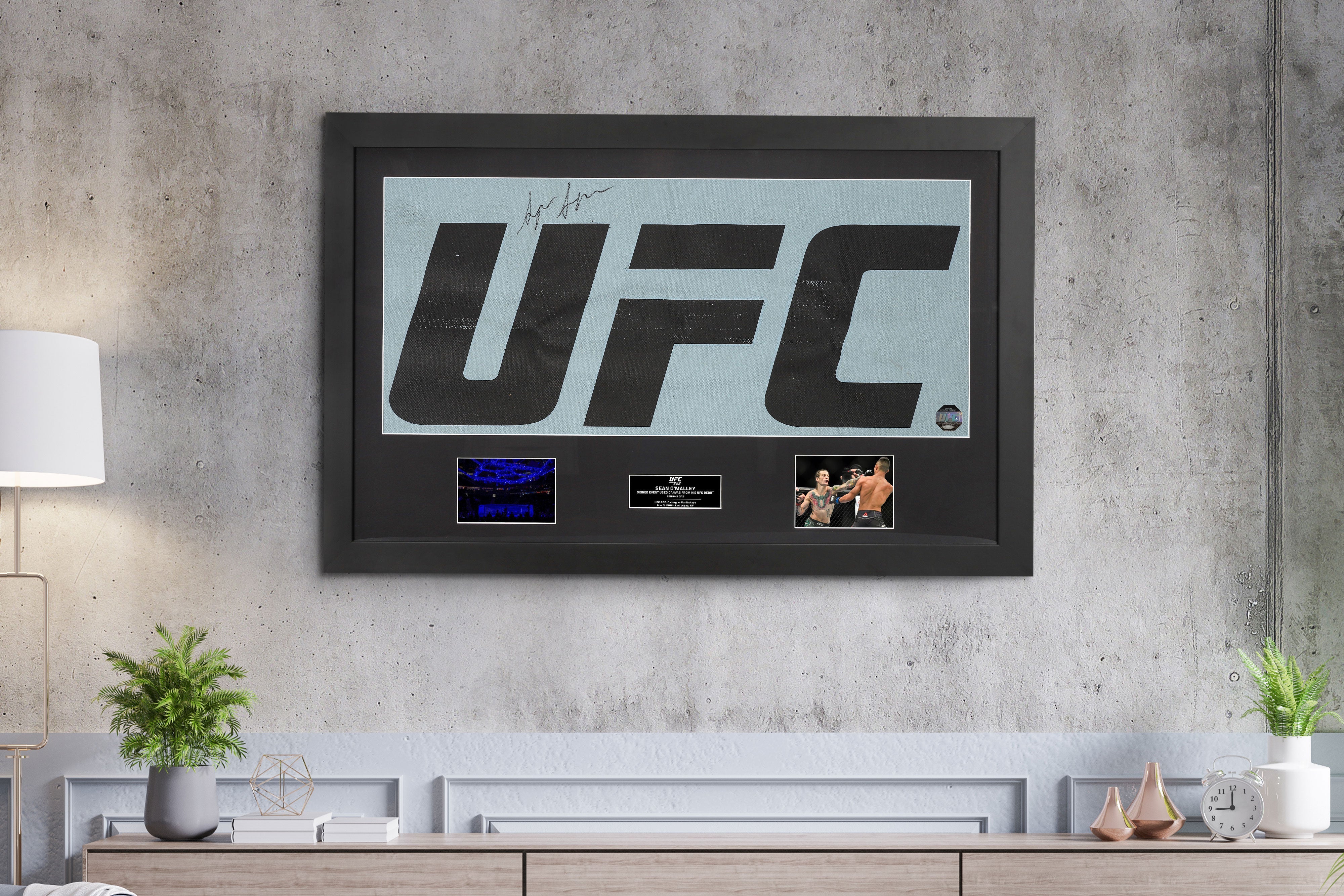 UFC Logo Canvas & Photo Signed by Sean O'Malley UFC 222: Cyborg vs Kunitskaya