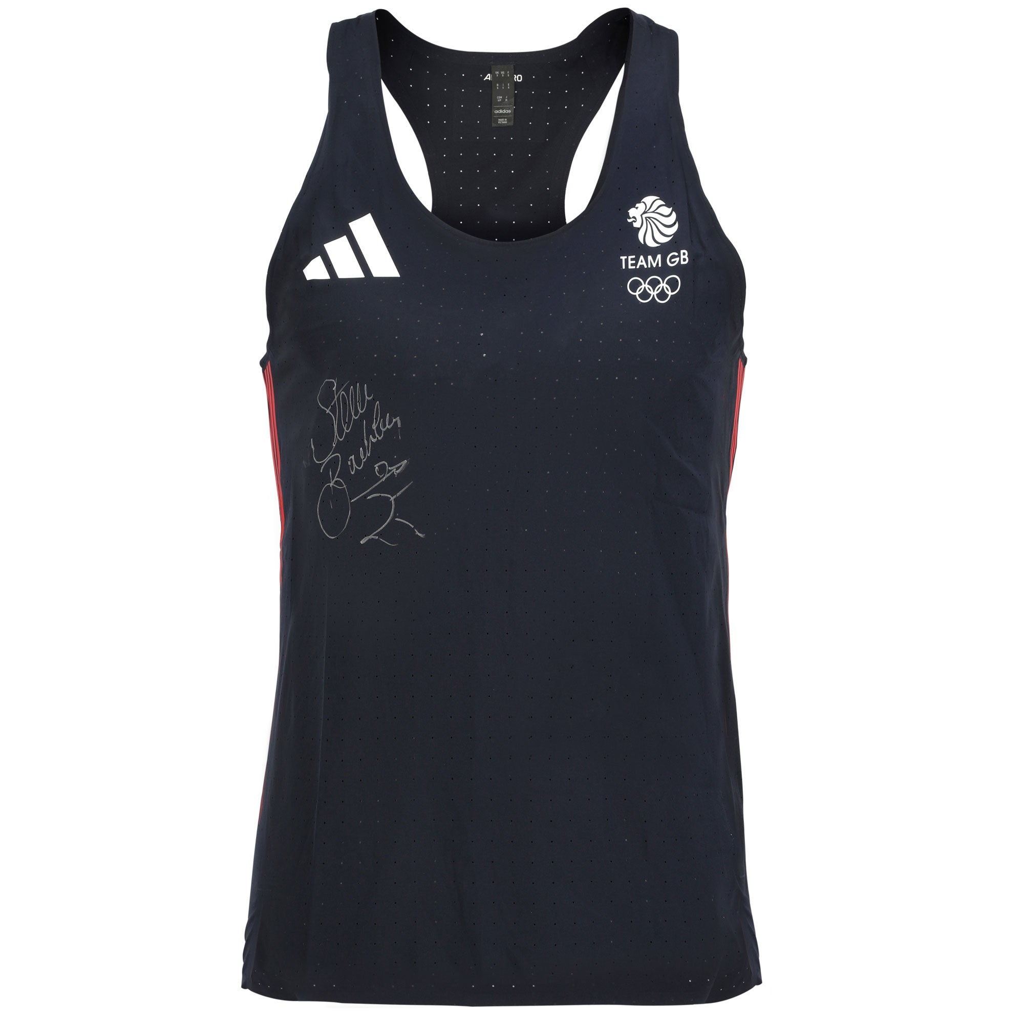 Steve Backley Signed Signed Team GB 2024 Paris Olympics Athletics Vest - Olympic Legend