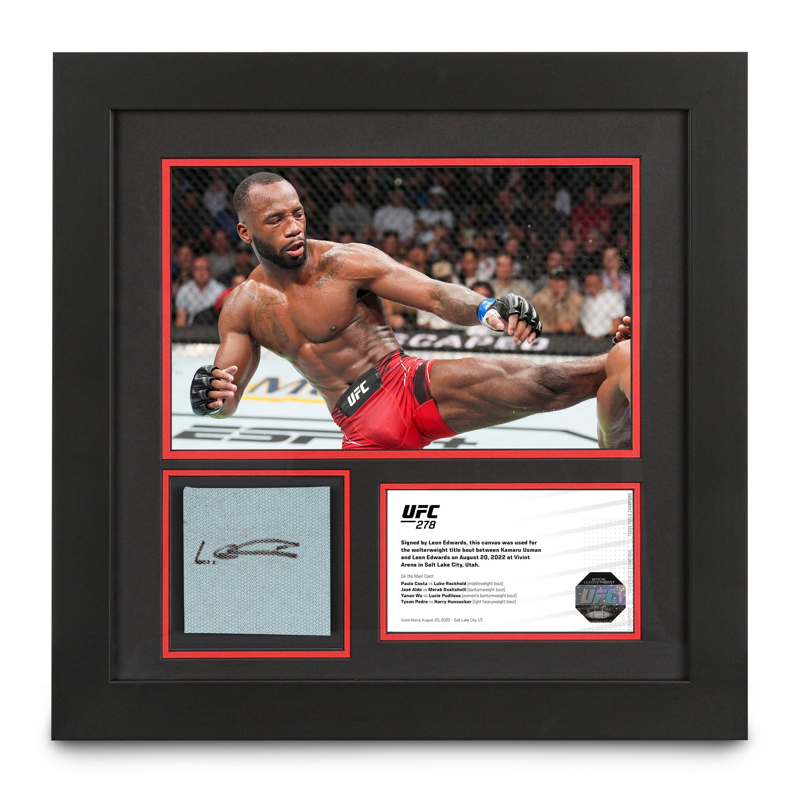 Leon Edwards Signed Canvas & Photo UFC 278