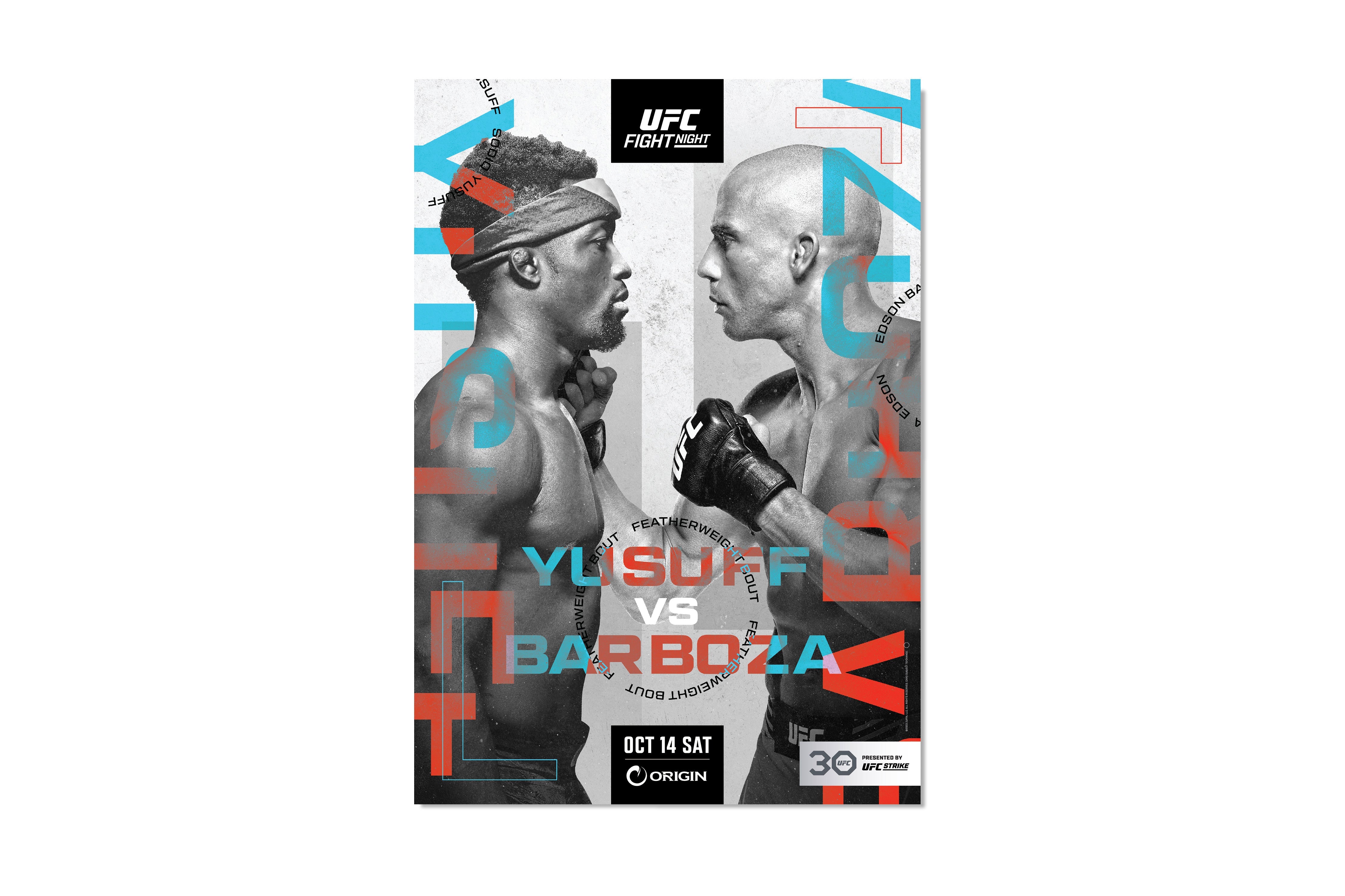 UFC Fight Night: Yusuff vs Barboza Autographed Event Poster