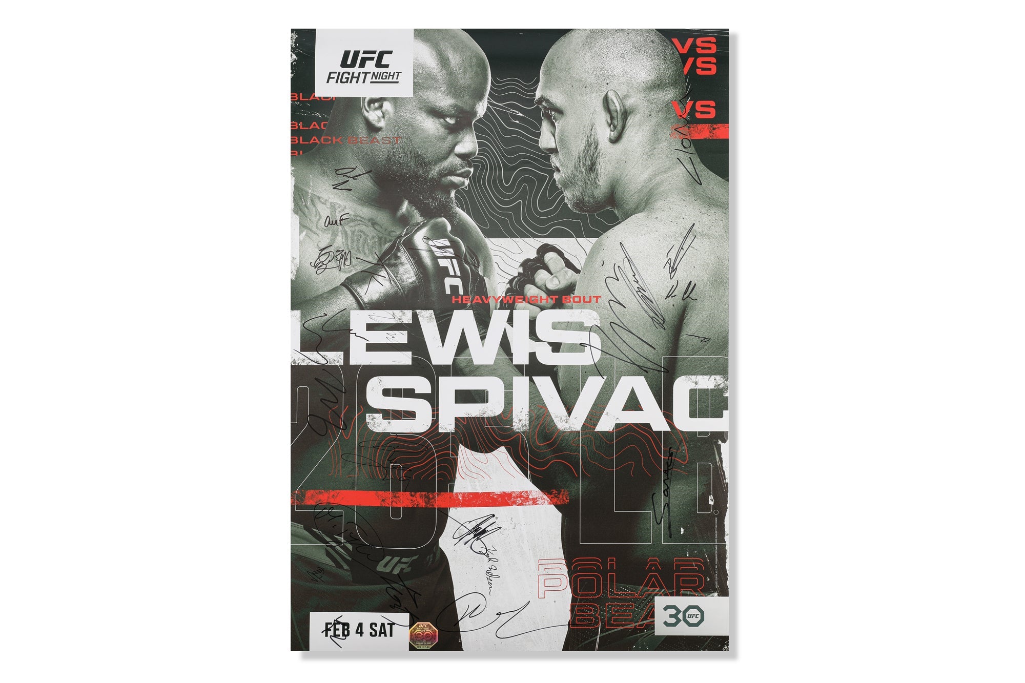 UFC Fight Night: Lewis vs Spivac Autographed Event Poster