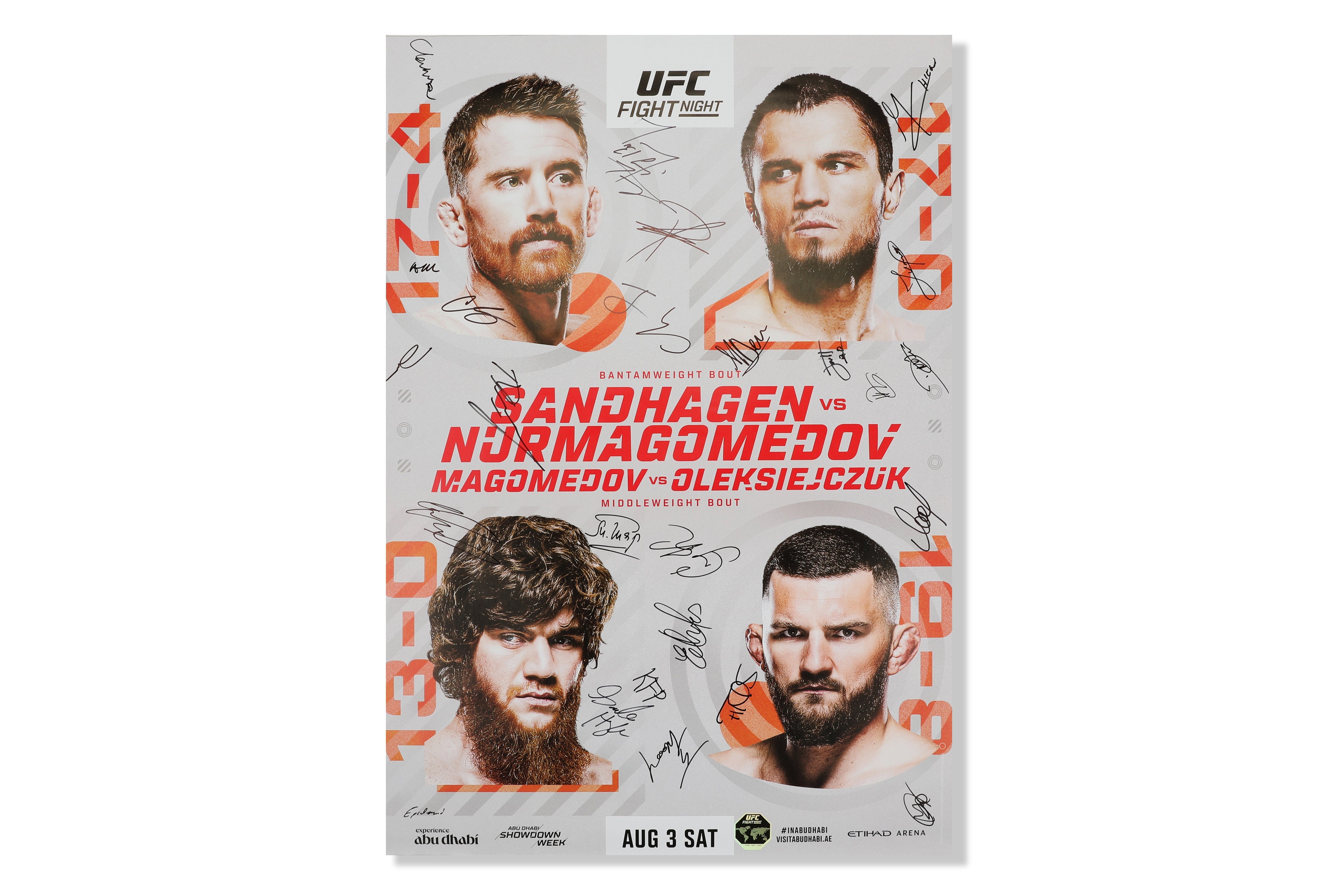 UFC Fight Night Sandhagen vs Nurmagomedov Autographed Event Poster