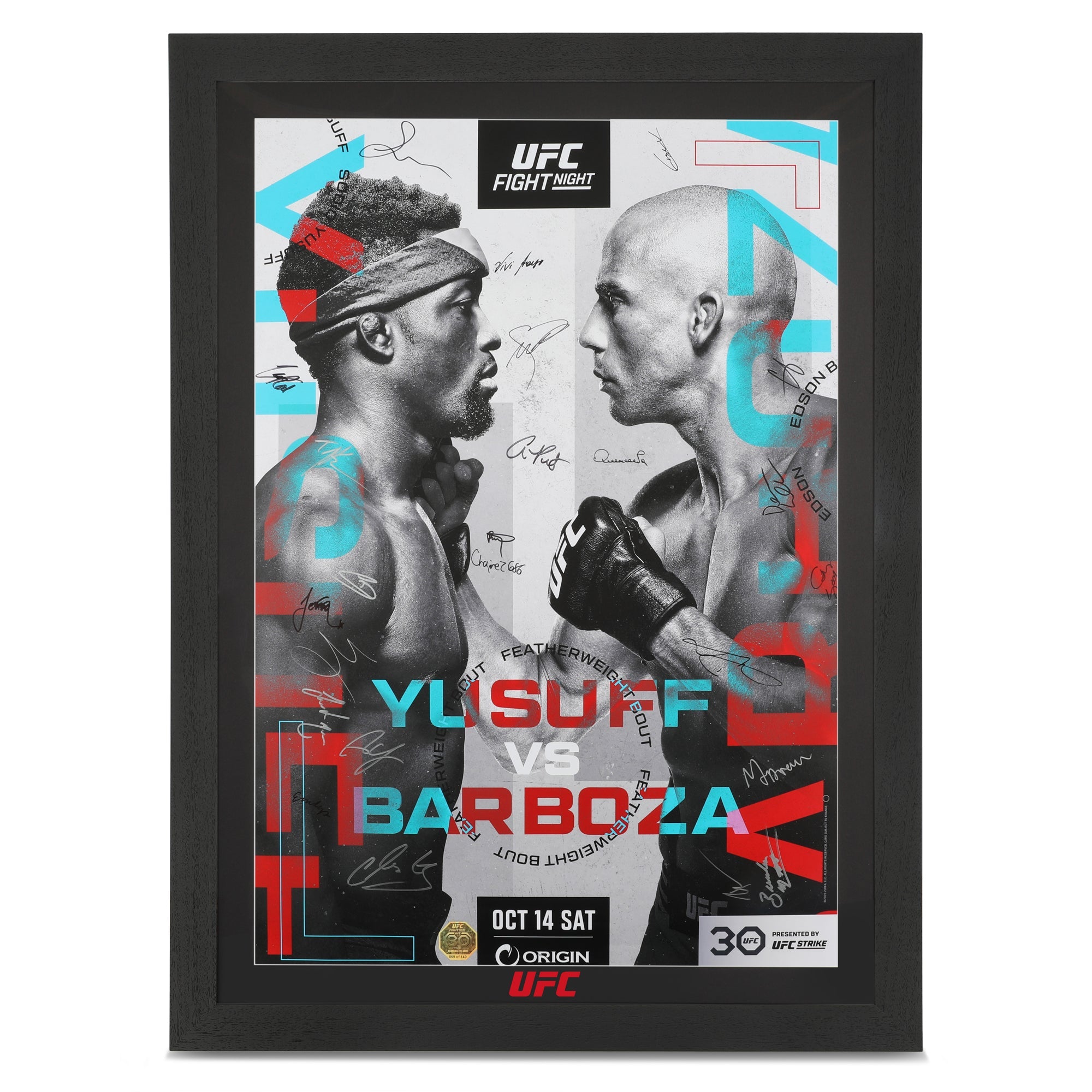 UFC Fight Night: Yusuff vs Barboza Autographed Event Poster