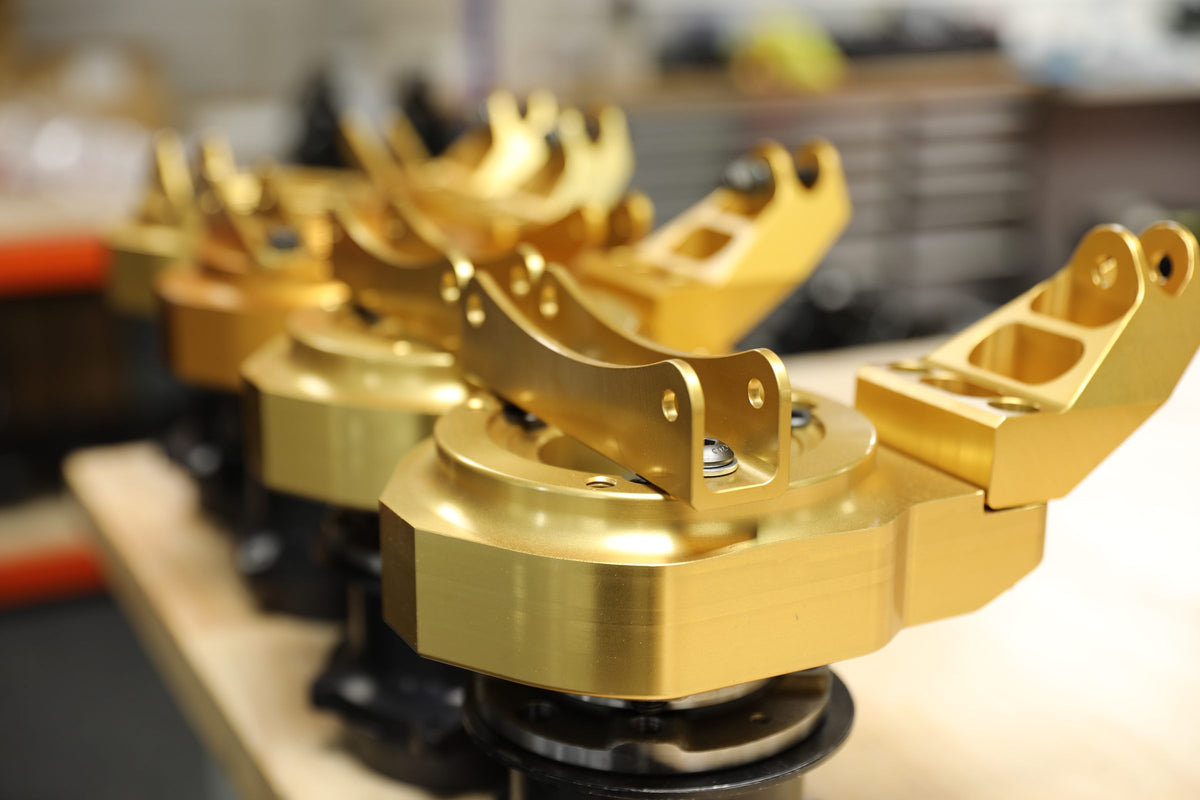 Machined components on the bench at the Memento Exclusives factory