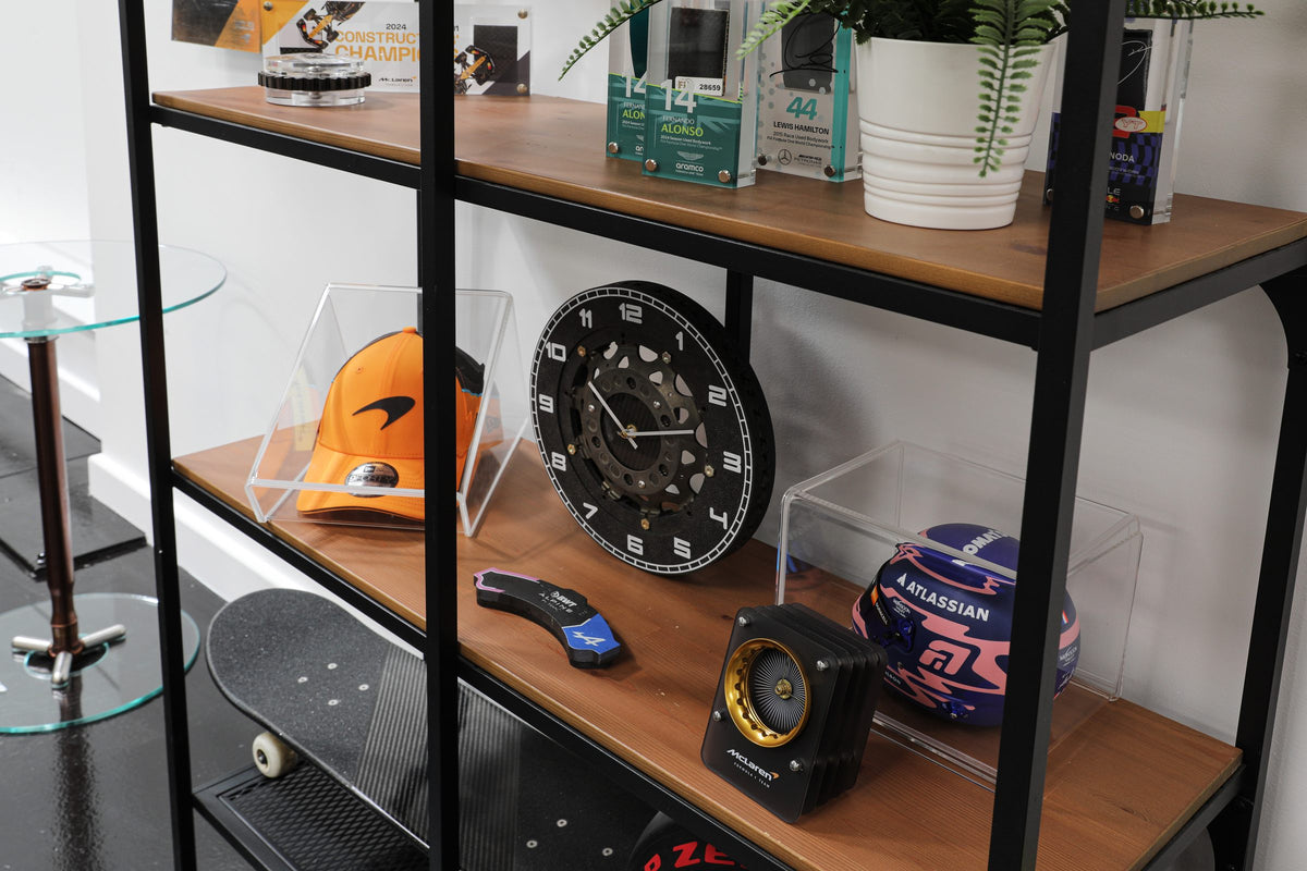Motorsport memorabilia display