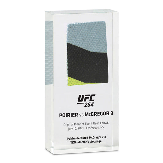 Canvas from the Conor McGregor vs Dustin Poirier event encased in acrylic 